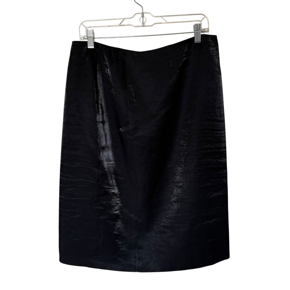Harve Benard Pencil Skirt Women Size 16 Black Excellent‎ Metallic Sheen Slub